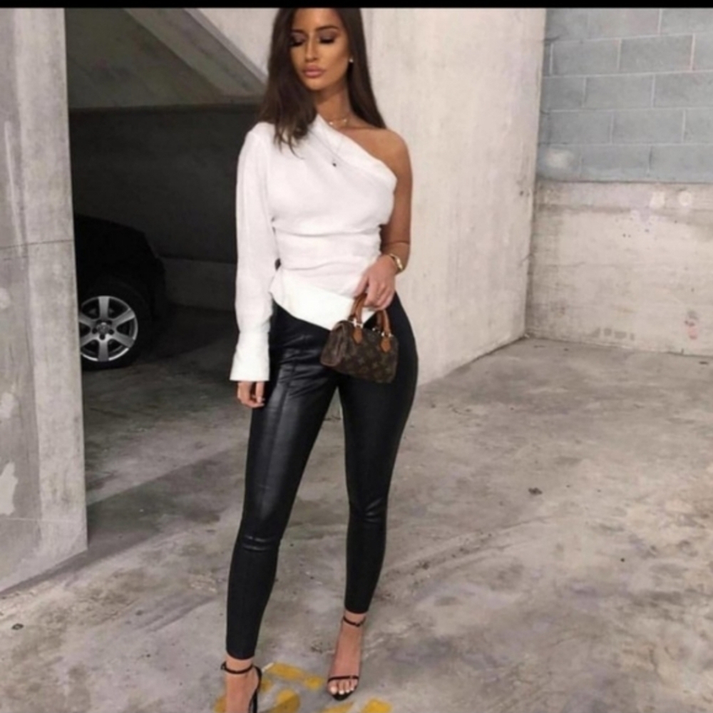 Zara Faux Leather Leggings Black Size XL NWT